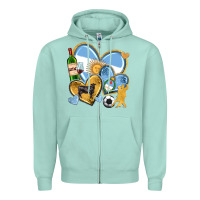 Seafoam argentina  hearts Zipper Hoodie - texasbilliewilder