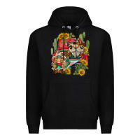 Black western gnome truck cactus sunflower Premium Hoodie - BarkalooDesign