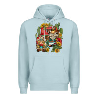 Blue Mist western gnome truck cactus sunflower Premium Hoodie - BarkalooDesign