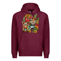 Burgundy western gnome truck cactus sunflower Premium Hoodie - BarkalooDesign