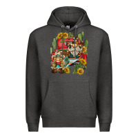Charcoal Heather western gnome truck cactus sunflower Premium Hoodie - BarkalooDesign
