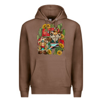 Chestnut western gnome truck cactus sunflower Premium Hoodie - BarkalooDesign