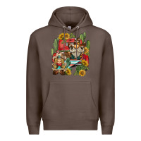 Coffee western gnome truck cactus sunflower Premium Hoodie - BarkalooDesign
