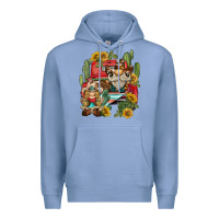 Colony Blue western gnome truck cactus sunflower Premium Hoodie - BarkalooDesign