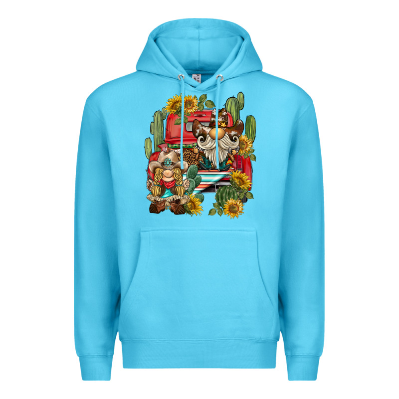 Western Gnome Truck Cactus Sunflower Premium Hoodie by BarkalooDesign | Teevron