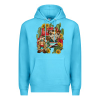 Ocean Blue western gnome truck cactus sunflower Premium Hoodie - BarkalooDesign