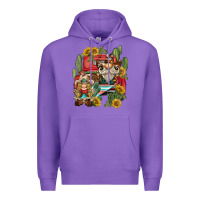 Purple western gnome truck cactus sunflower Premium Hoodie - BarkalooDesign