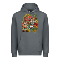 Rock western gnome truck cactus sunflower Premium Hoodie - BarkalooDesign