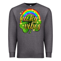 Charcoal Heather Lucky vibes st. patricks day Premium Sweatshirt - Neo Western