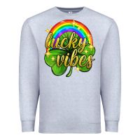 Heather Grey Lucky vibes st. patricks day Premium Sweatshirt - Neo Western