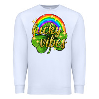 White Lucky vibes st. patricks day Premium Sweatshirt - Neo Western