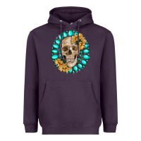 Plum skull with gemstone and sunflower Heavyweight Hoodie - RanaPortraitStore