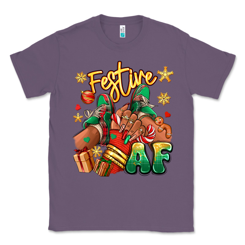 Festive Af Christmas Black Girl Sneakers Classic Tee by RanaPortraitStore | Teevron