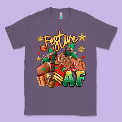 Festive Af Christmas Black Girl Sneakers Classic Tee Designed By Ranaportraitstore