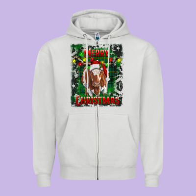 Zipper Hoodie Western Merry Christmas Longhorn Cow