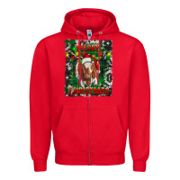 Red Western Merry Christmas Longhorn Cow Zipper Hoodie - RanaPortraitStore