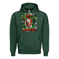 Sports Green Western Merry Christmas Longhorn Cow Zipper Hoodie - RanaPortraitStore