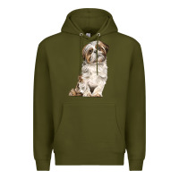 Army Green Shih Tzu Dog Premium Hoodie - LillyAllenDesigns