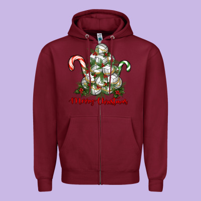 Zipper Hoodie Merry Christmas Volleyball