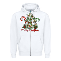 White Merry Christmas Volleyball Zipper Hoodie - RanaPortraitStore