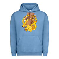 Pigment Pebble Blue Childhood Cancer diva yellow ribbon Urban Hoodie - NancyCooperArtShop
