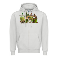 Dove Grey bear coffee cups Zipper Hoodie - texasbilliewilder