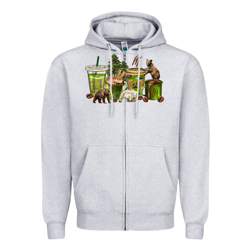 Bear Coffee Cups Zipper Hoodie by texasbilliewilder | Teevron
