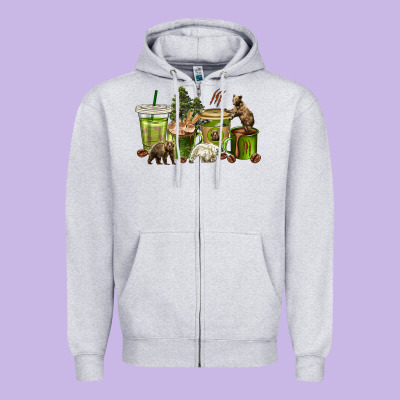 Zipper Hoodie bear coffee cups