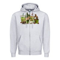 Heather Grey bear coffee cups Zipper Hoodie - texasbilliewilder