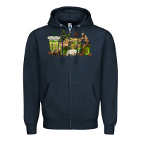 Navy bear coffee cups Zipper Hoodie - texasbilliewilder