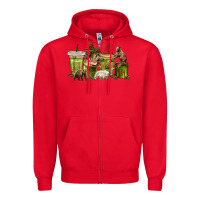 Red bear coffee cups Zipper Hoodie - texasbilliewilder