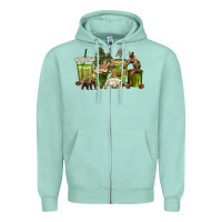 Seafoam bear coffee cups Zipper Hoodie - texasbilliewilder