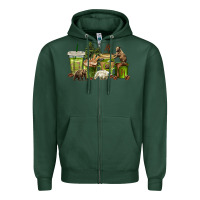 Sports Green bear coffee cups Zipper Hoodie - texasbilliewilder