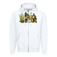 White bear coffee cups Zipper Hoodie - texasbilliewilder