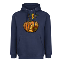 Navy pumpkin with sunflower Heavyweight Hoodie - RanaPortraitStore