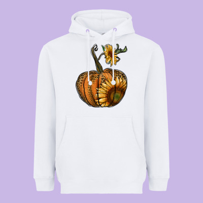 Pumpkin With Sunflower Heavyweight Hoodie Designed By Ranaportraitstore