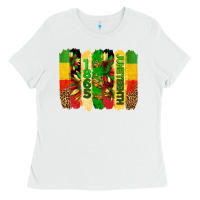 White juneteenth brushstrokes Ladies Tee - BarkalooDesign