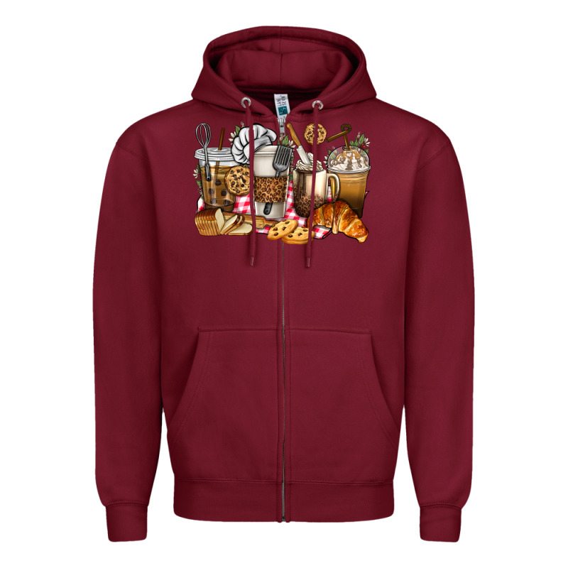 Bakery Coffee Cups Zipper Hoodie by texasbilliewilder | Teevron