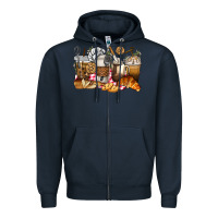 Navy bakery coffee cups Zipper Hoodie - texasbilliewilder