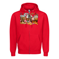 Red bakery coffee cups Zipper Hoodie - texasbilliewilder