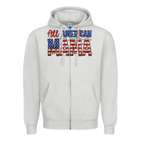 Dove Grey all american mama zillion Zipper Hoodie - Zillion Design Studio