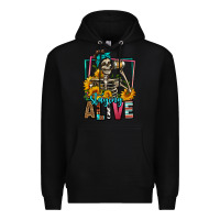 Black staying alive coffee drinking skeleton Premium Hoodie - Jasminsmagicworld