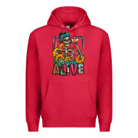 Cardinal staying alive coffee drinking skeleton Premium Hoodie - Jasminsmagicworld
