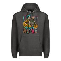 Charcoal Heather staying alive coffee drinking skeleton Premium Hoodie - Jasminsmagicworld