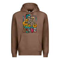 Chestnut staying alive coffee drinking skeleton Premium Hoodie - Jasminsmagicworld