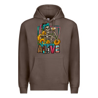 Coffee staying alive coffee drinking skeleton Premium Hoodie - Jasminsmagicworld