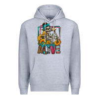 Heather Grey staying alive coffee drinking skeleton Premium Hoodie - Jasminsmagicworld