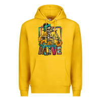 Lemon staying alive coffee drinking skeleton Premium Hoodie - Jasminsmagicworld