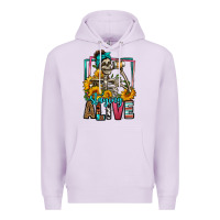 Lilac staying alive coffee drinking skeleton Premium Hoodie - Jasminsmagicworld
