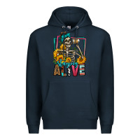 Navy staying alive coffee drinking skeleton Premium Hoodie - Jasminsmagicworld